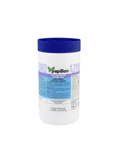 Cloro Multiaccion Para Piscinas Pastillas 20 gramos. Envase 1 Kg. (Cloración, Floculación, Alguicida) PAPILLON - 1